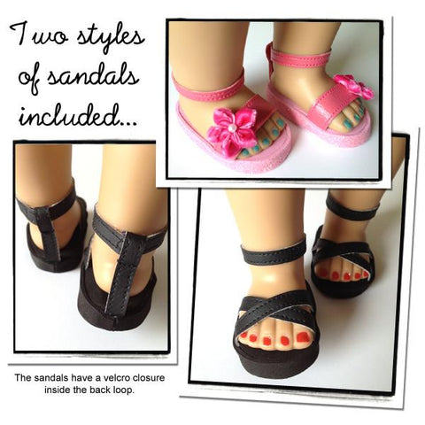 Miche Designs Shoes Strappy Sandals 18" Doll Shoe Pattern Pixie Faire