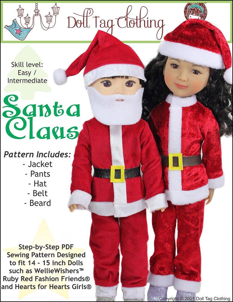 Doll Tag Clothing Ruby Red Fashion Friends Santa Claus 14-15" Doll Clothes Pattern Pixie Faire