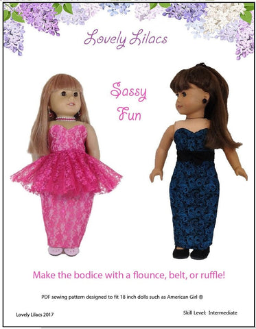 Lovely Lilacs 18 Inch Modern Sassy Fun 18" Doll Clothes Pattern Pixie Faire