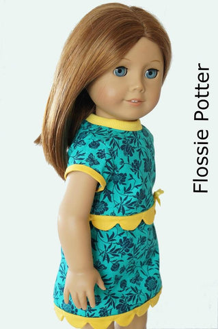Flossie Potter 18 Inch Modern Sweet Scallops Skirt & Top 18" Doll Clothes Pattern Pixie Faire