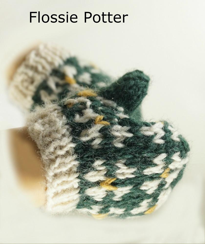 Flossie Potter Knitting Scandinavian Mittens & Hat Knitting Pattern Pixie Faire