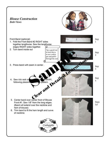 Crabapples 18 Inch Historical School Daze Jumper and Blouse 18" Doll Clothes Pattern Pixie Faire