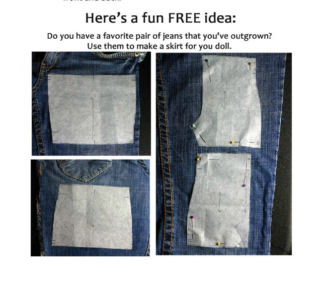 Liberty Jane 18 Inch Modern Denim Mini Skirt 18" Doll Clothes Pattern Pixie Faire