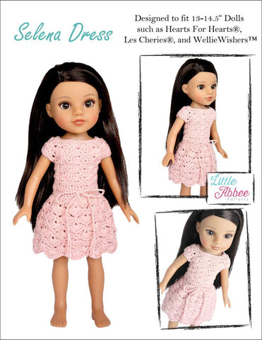 Little Abbee WellieWishers Selena Dress Crochet Pattern for 13-14.5" Dolls Pixie Faire