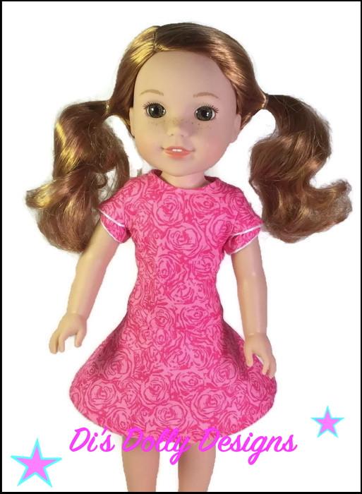 Di's Dolly Designs Spring Fling Dress Doll Clothes Pattern 14.5 inch Welliewishers Dolls
