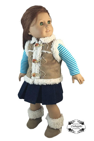 Crabapples 18 Inch Modern Chilly Morning Vest 18" Doll Clothes Pattern Pixie Faire