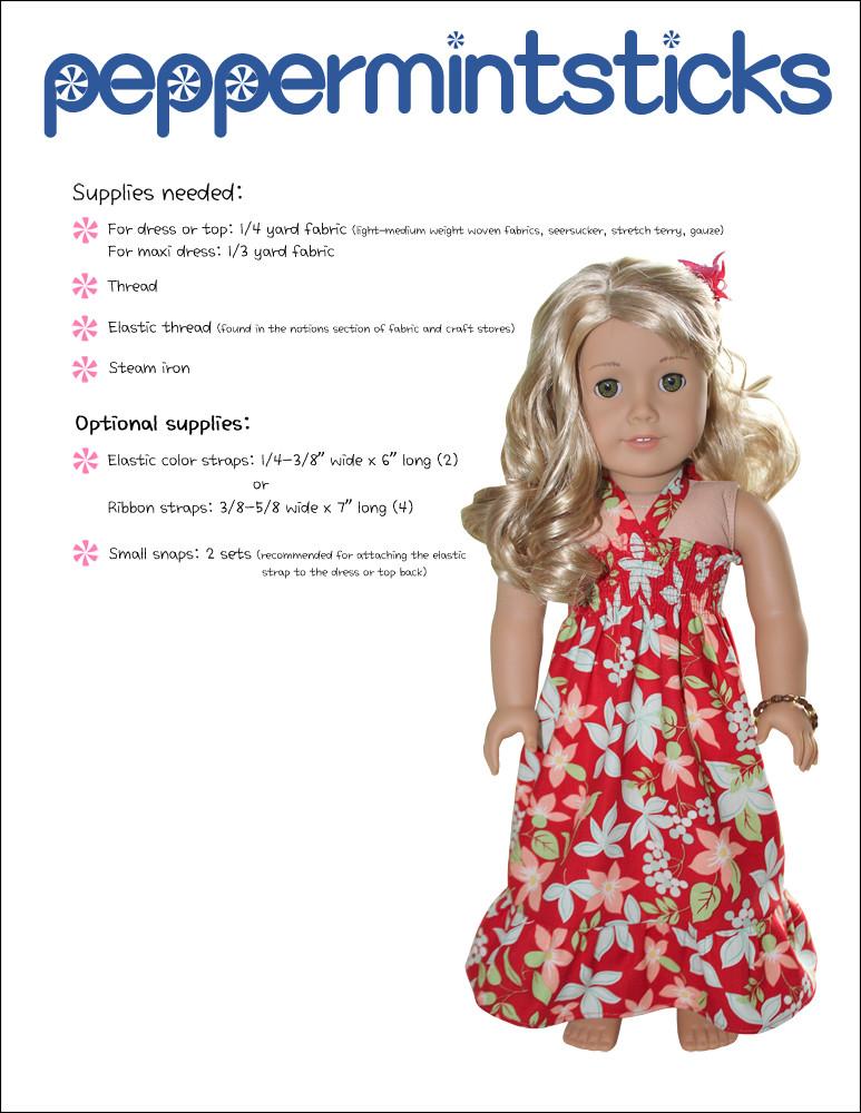 Peppermintsticks 18 Inch Modern It's Shirr Fun! 18" Doll Clothes Pixie Faire