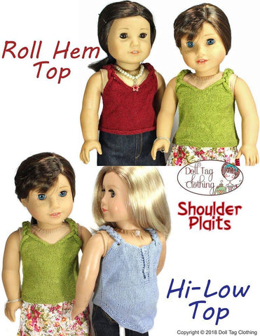 Doll Tag Clothing Knitting Shoulder Plaits 18" Doll Knitting Pattern Pixie Faire