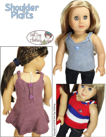 Doll Tag Clothing Knitting Shoulder Plaits 18" Doll Knitting Pattern Pixie Faire