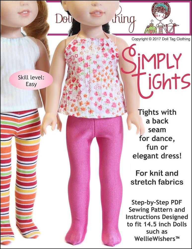 Doll Tag Clothing WellieWishers Simply Tights 14.5" Doll Clothes Pattern Pixie Faire
