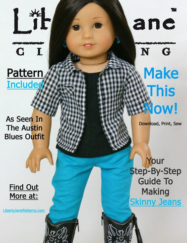 Liberty Jane 18 Inch Modern Skinny Jeans 18" Doll Clothes Pattern Pixie Faire