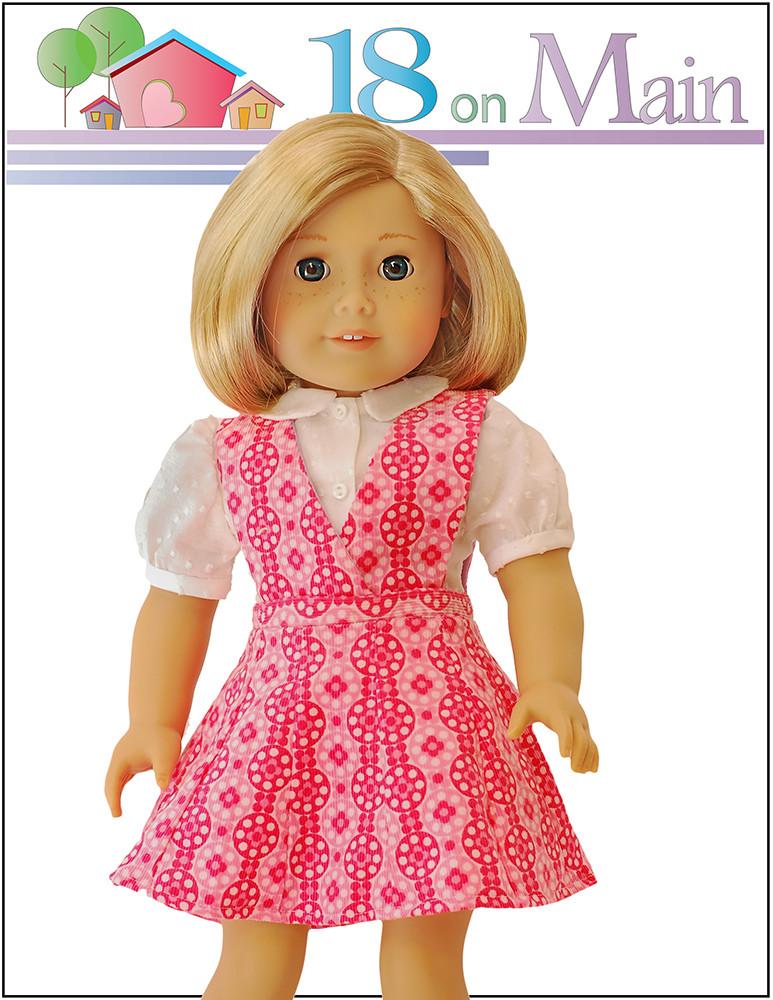 18 On Main 18 Inch Modern Skip to My Lou Skirt Set 18" Doll Clothes Pattern Pixie Faire