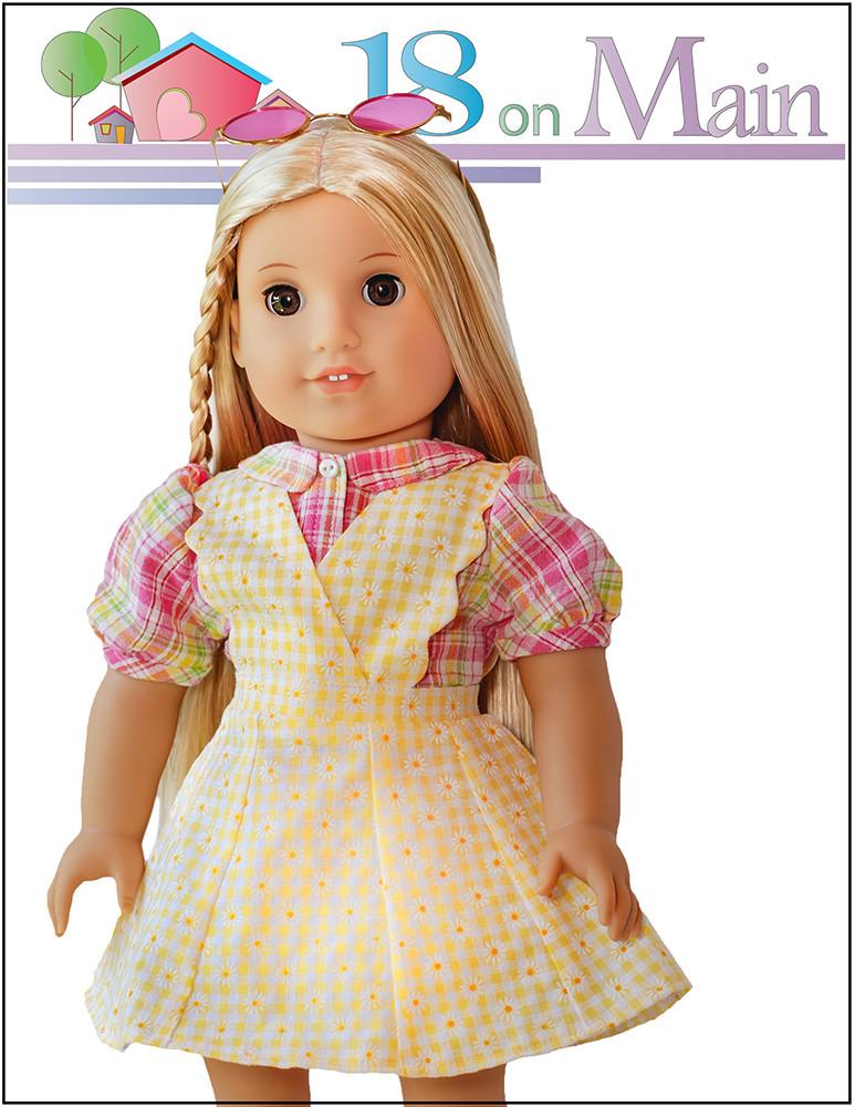 18 On Main 18 Inch Modern Skip to My Lou Skirt Set 18" Doll Clothes Pattern Pixie Faire
