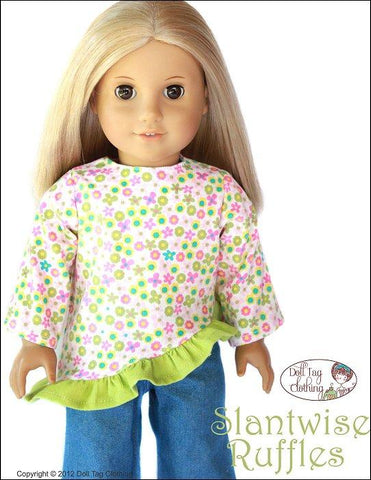 Doll Tag Clothing 18 Inch Modern Slantwise Ruffles Top 18" Doll Clothes Pattern Pixie Faire