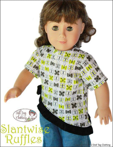 Doll Tag Clothing 18 Inch Modern Slantwise Ruffles Top 18" Doll Clothes Pattern Pixie Faire