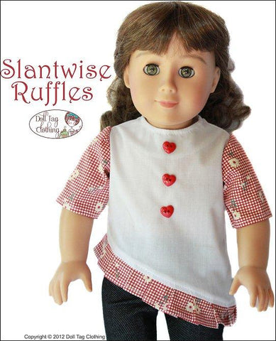 Doll Tag Clothing 18 Inch Modern Slantwise Ruffles Top 18" Doll Clothes Pattern Pixie Faire