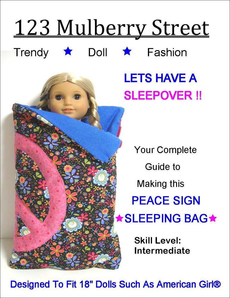 Peace Sign Sleeping Bag 18 inch Doll Accessories Pattern PDF Download