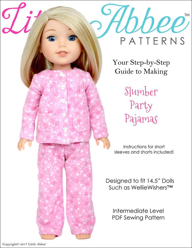 Little Abbee WellieWishers Slumber Party Pajamas 14.5" Doll Clothes Pattern Pixie Faire