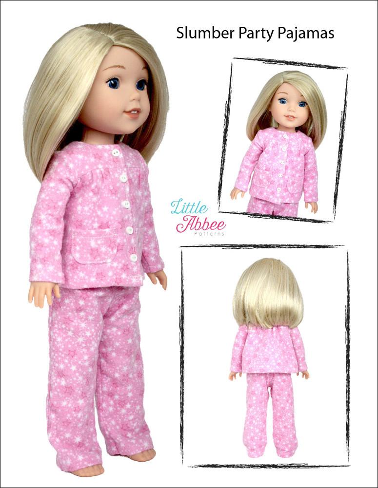 Little Abbee WellieWishers Slumber Party Pajamas 14.5" Doll Clothes Pattern Pixie Faire