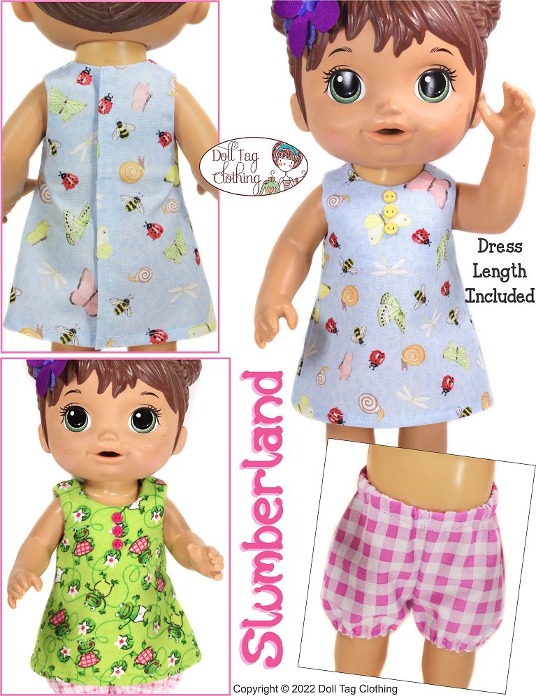 Doll Tag Clothing Baby Alive Doll Slumberland Pattern for 12-13" Baby Alive Dolls Pixie Faire