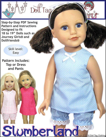 Doll Tag Clothing Journey Girl Slumberland Pattern for 18" - 19" Slim Dolls Pixie Faire