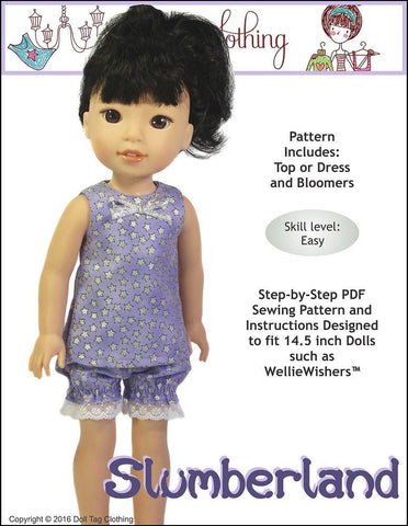 Doll Tag Clothing WellieWishers Slumberland 14.5" Doll Clothes Pattern Pixie Faire