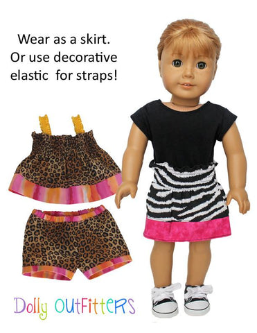 Dolly Outfitters 18 Inch Modern Smocked Sun Top and Shorts 15" and 18" Doll Clothes Pattern Pixie Faire