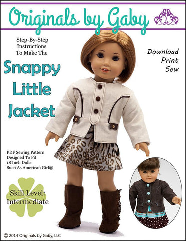 Originals by Gaby 18 Inch Modern Snappy Little Jacket 18" Doll Clothes Pixie Faire