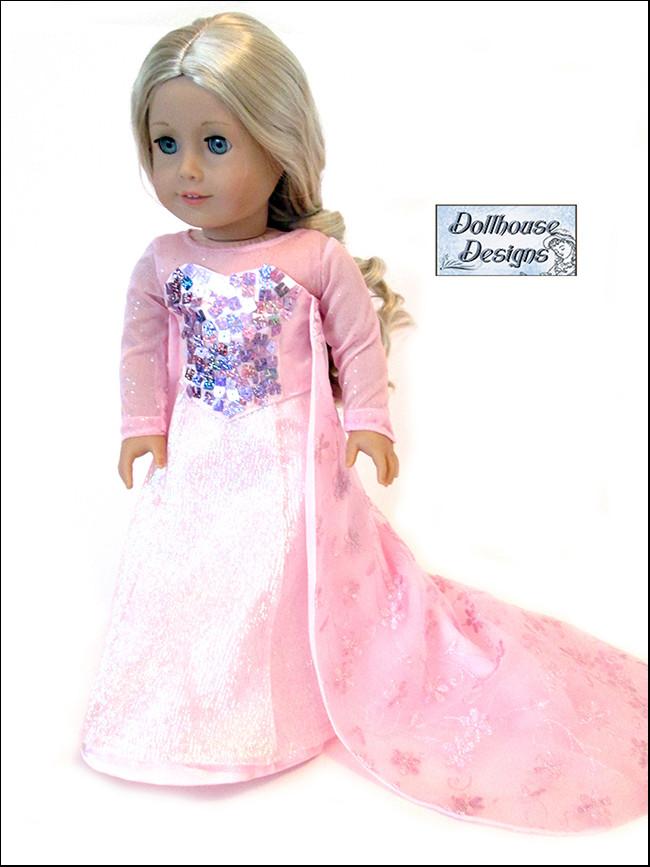 Dollhouse Designs 18 Inch Modern Winter Snow Queen Gown 18" Doll Clothes Pattern Pixie Faire