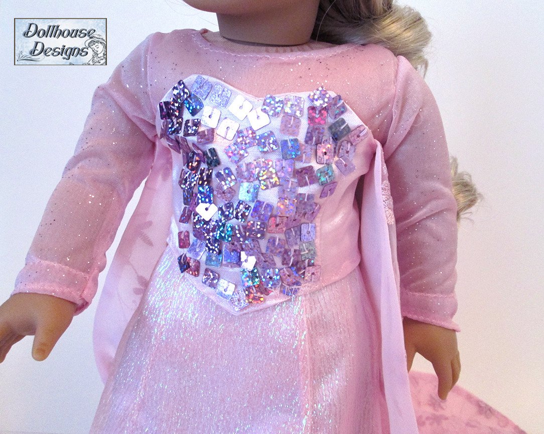 Dollhouse Designs 18 Inch Modern Winter Snow Queen Gown 18" Doll Clothes Pattern Pixie Faire