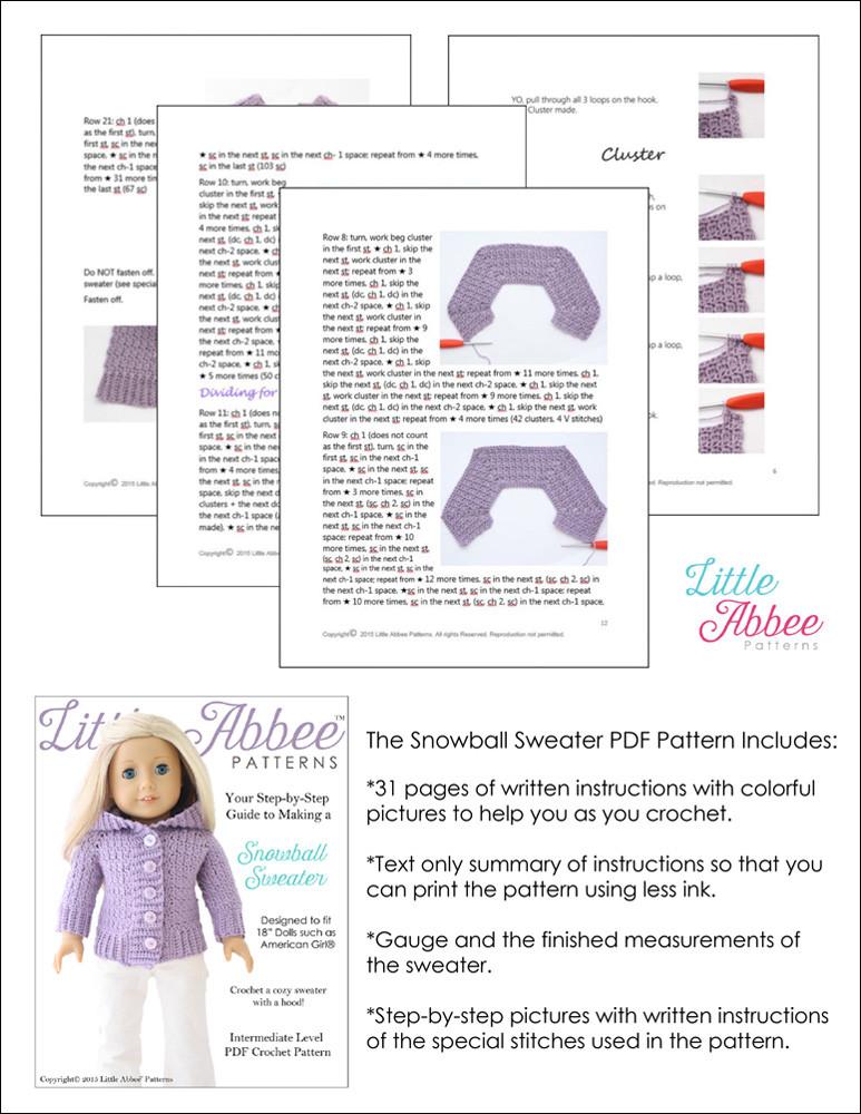 Little Abbee Crochet Snowball Sweater Crochet Pattern Pixie Faire