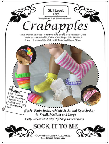 Crabapples 18 Inch Modern Sock It To Me Pattern For Multiple Sized Dolls Pixie Faire
