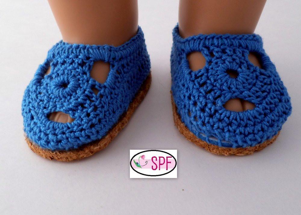 Sweet Pea Fashions Shoes Sofia Crocheted 18" Doll Shoes Pixie Faire