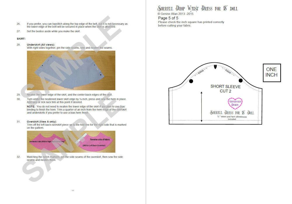 Genniewren 18 Inch Modern Sorrell Dress 18" Doll Clothes Pattern Pixie Faire