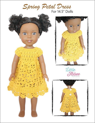 Little Abbee WellieWishers Spring Petal Dress 14.5" Doll Clothes Crochet Pattern Pixie Faire
