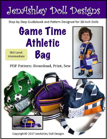 Jen Ashley Doll Designs 18 Inch Modern Game Time Athletic Bag 14-18" Doll Accessory Pattern Pixie Faire