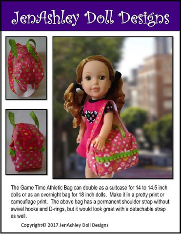 Jen Ashley Doll Designs 18 Inch Modern Game Time Athletic Bag 14-18" Doll Accessory Pattern Pixie Faire