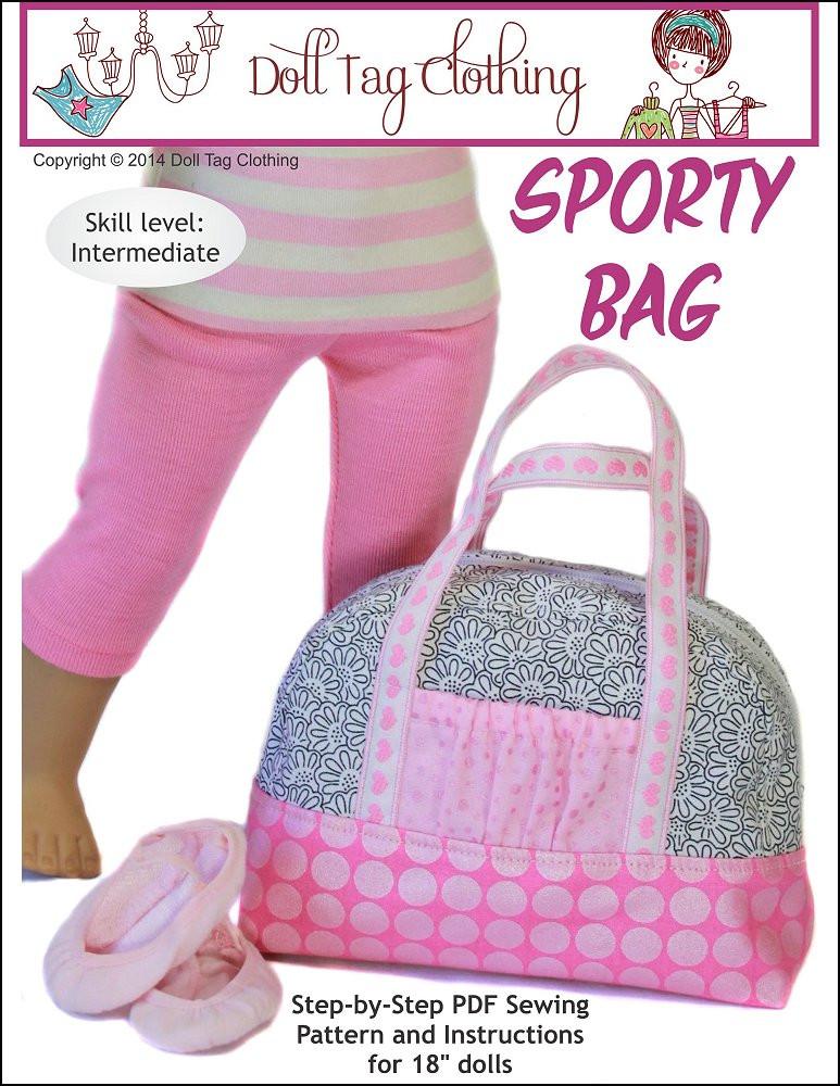 Doll Tag Clothing 18 Inch Modern Sporty Bag 18" Doll Accessory Pattern Pixie Faire