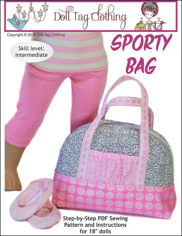Doll Tag Clothing 18 Inch Modern Sporty Bag 18" Doll Accessory Pattern Pixie Faire