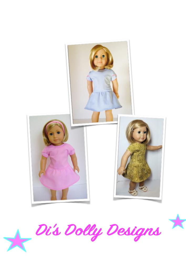 Di's Dolly Designs 18 Inch Modern Spring Fling Dress 18" Doll Clothes Pattern Pixie Faire