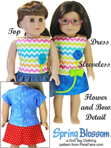 Doll Tag Clothing 18 Inch Modern Spring Blossom 18" Doll Clothes Pattern Pixie Faire