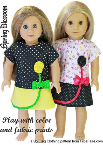 Doll Tag Clothing 18 Inch Modern Spring Blossom 18" Doll Clothes Pattern Pixie Faire