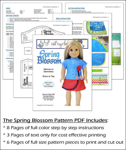 Doll Tag Clothing 18 Inch Modern Spring Blossom 18" Doll Clothes Pattern Pixie Faire