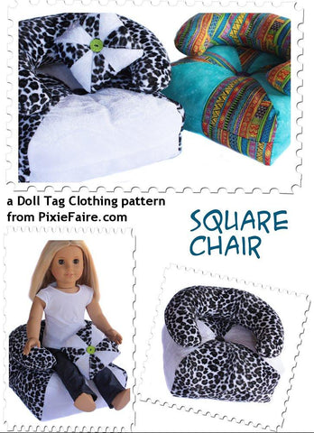 Doll Tag Clothing 18 Inch Modern Square Chair for 18" Dolls Pixie Faire