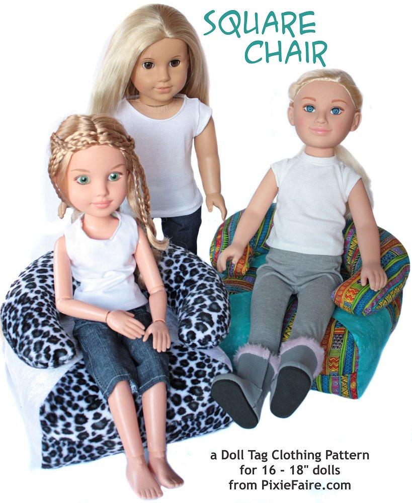 Doll Tag Clothing 18 Inch Modern Square Chair for 18" Dolls Pixie Faire