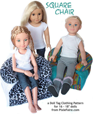 Doll Tag Clothing 18 Inch Modern Square Chair for 18" Dolls Pixie Faire