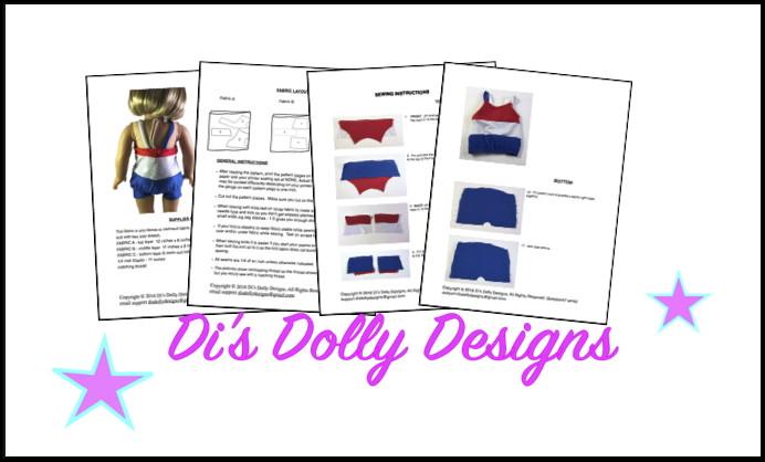 Di's Dolly Designs 18 Inch Modern Seashore Swimsuit 18" Doll Clothes Pixie Faire