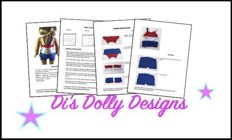 Di's Dolly Designs 18 Inch Modern Seashore Swimsuit 18" Doll Clothes Pixie Faire