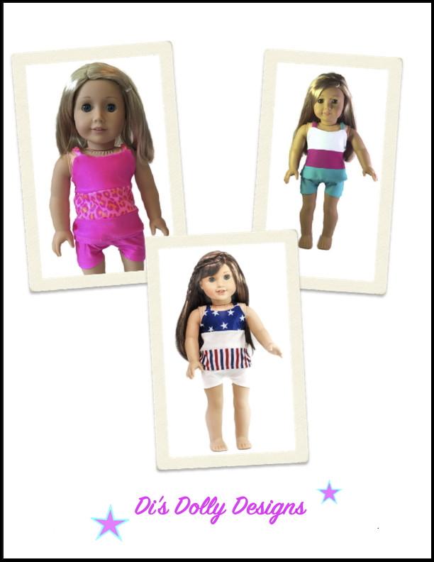 Di's Dolly Designs 18 Inch Modern Seashore Swimsuit 18" Doll Clothes Pixie Faire