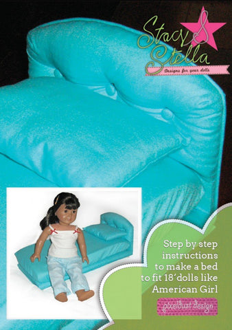 Stacy and Stella 18 Inch Modern Doll Bed Furniture Pattern Pixie Faire